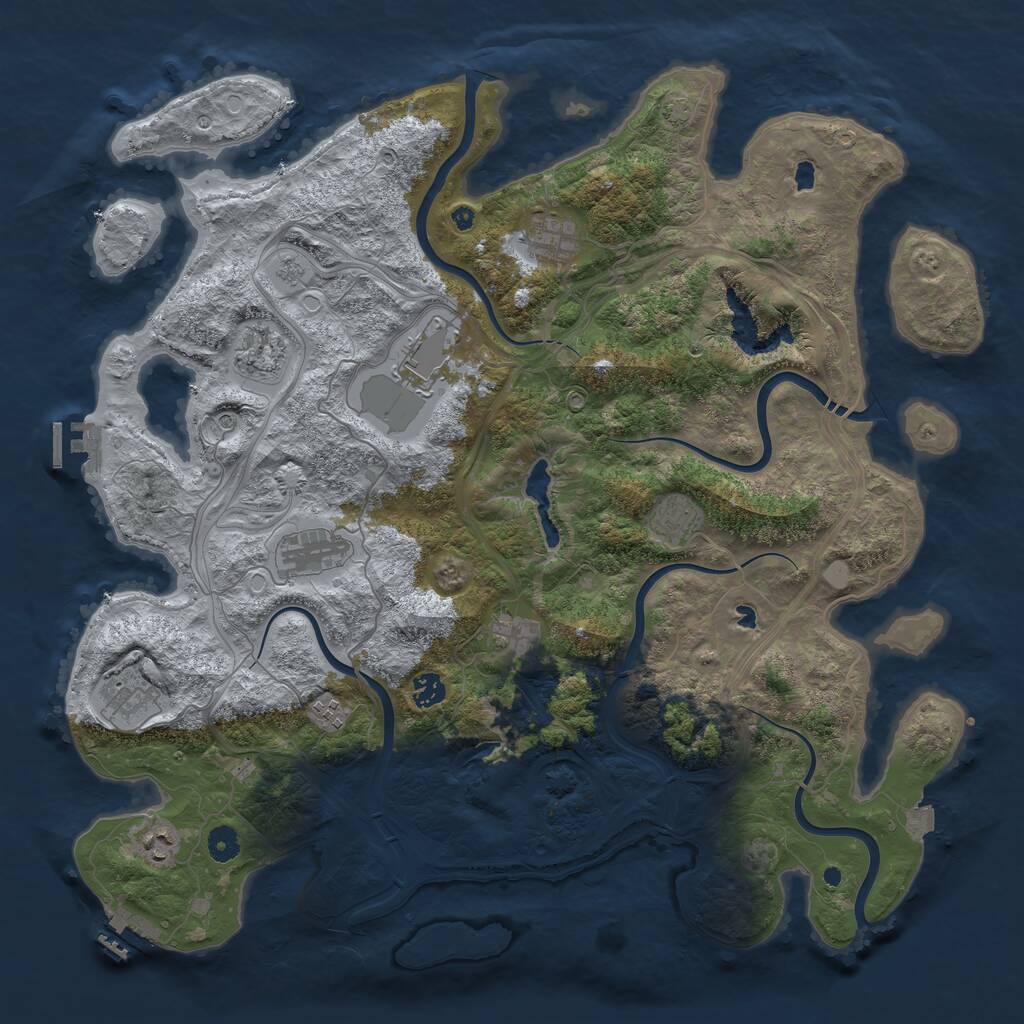 Rust Map: Procedural Map, Size: 4500, Seed: 54785199, 16 Monuments