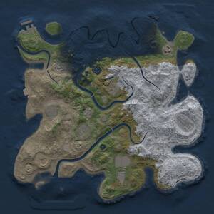 Thumbnail Rust Map: Procedural Map, Size: 3750, Seed: 1562252459, 15 Monuments