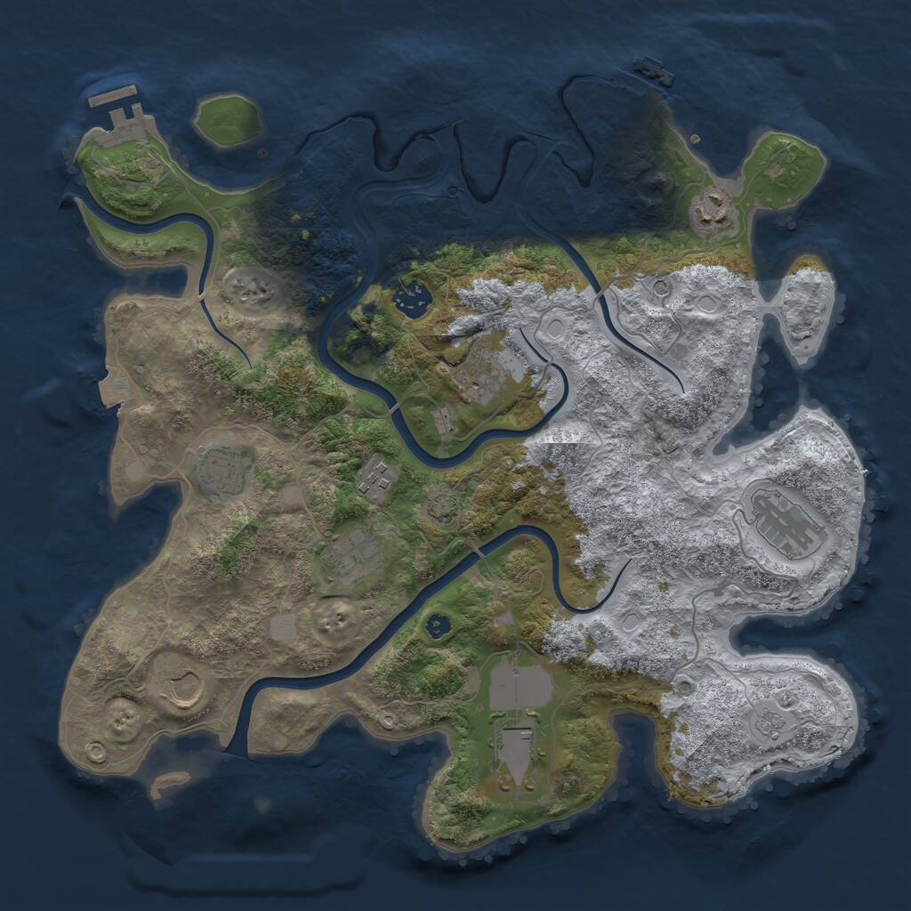 Rust Map: Procedural Map, Size: 3750, Seed: 1562252459, 15 Monuments