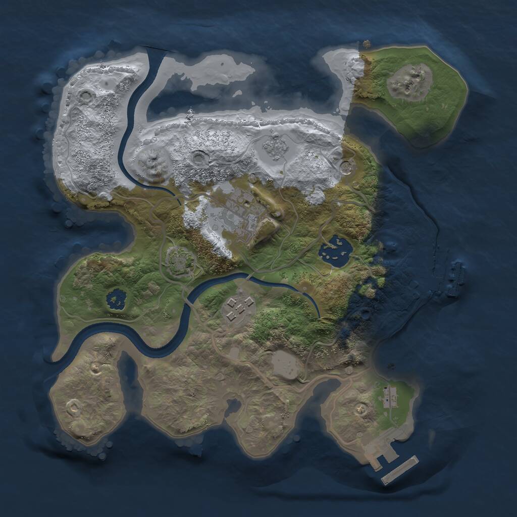 Rust Map: Procedural Map, Size: 2500, Seed: 421295971, 9 Monuments