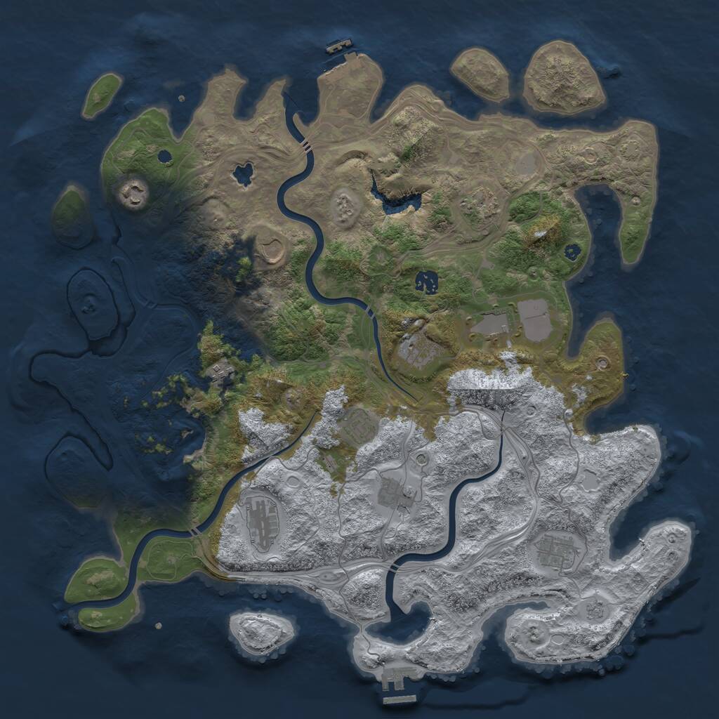 Rust Map: Procedural Map, Size: 4400, Seed: 606995231, 17 Monuments