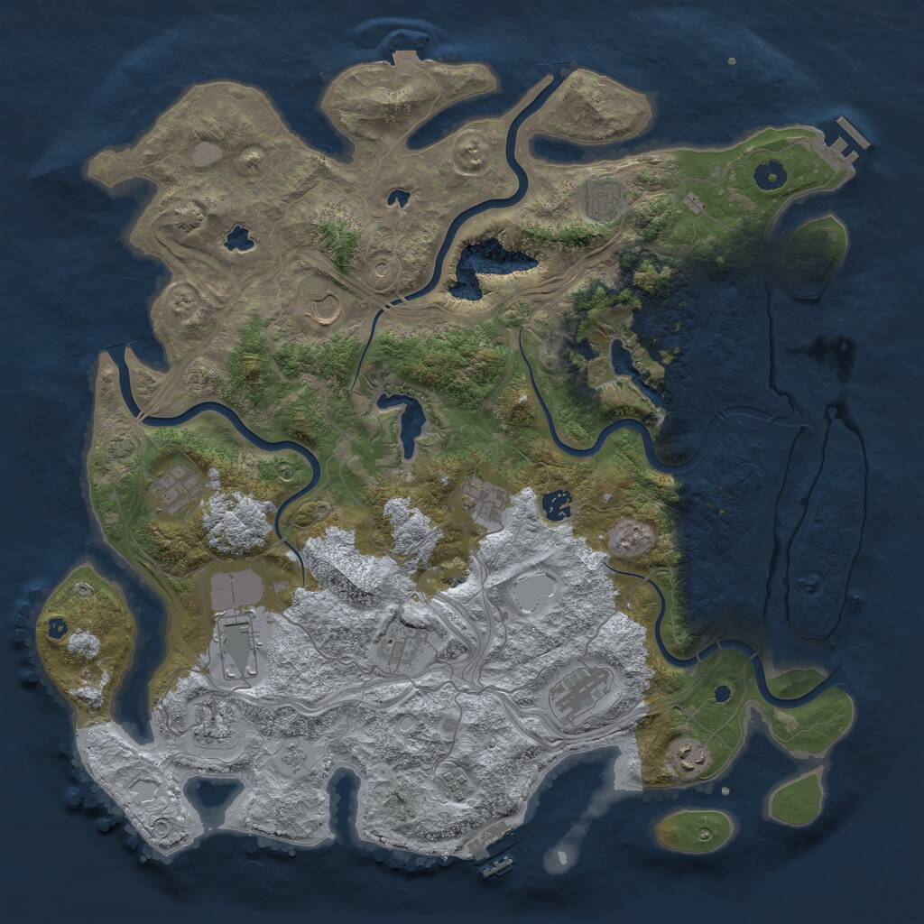 Rust Map: Procedural Map, Size: 4500, Seed: 651821147, 17 Monuments