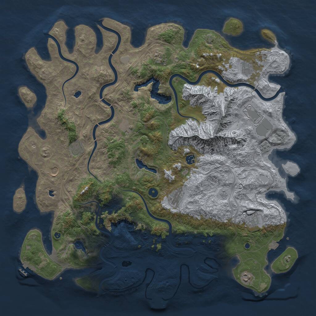 Rust Map: Procedural Map, Size: 5000, Seed: 796687404, 17 Monuments