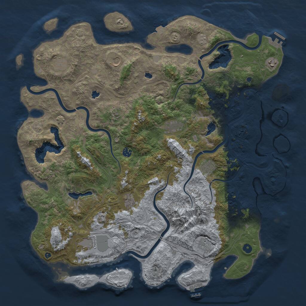Rust Map: Procedural Map, Size: 5000, Seed: 1319855690, 17 Monuments