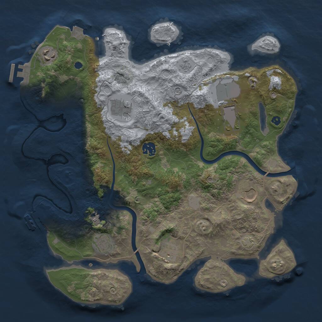 Rust Map: Procedural Map, Size: 3500, Seed: 469227436, 14 Monuments
