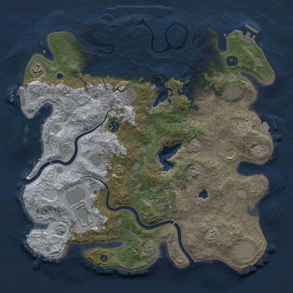 Rust Map: Procedural Map, Size: 4000, Seed: 1030, 16 Monuments