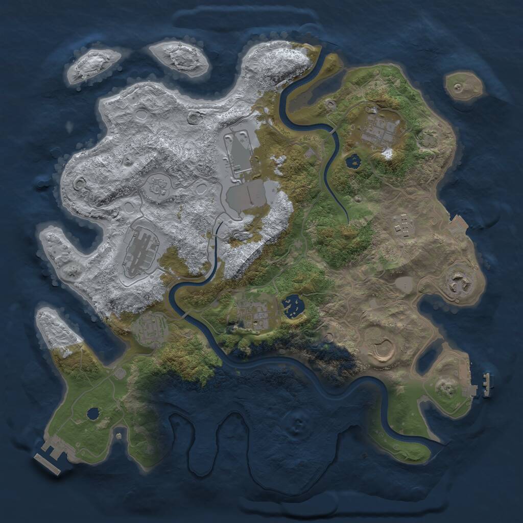 Rust Map: Procedural Map, Size: 3500, Seed: 545053, 15 Monuments