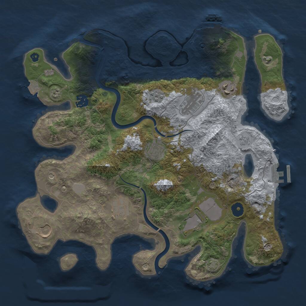 Rust Map: Procedural Map, Size: 3500, Seed: 390532534, 14 Monuments