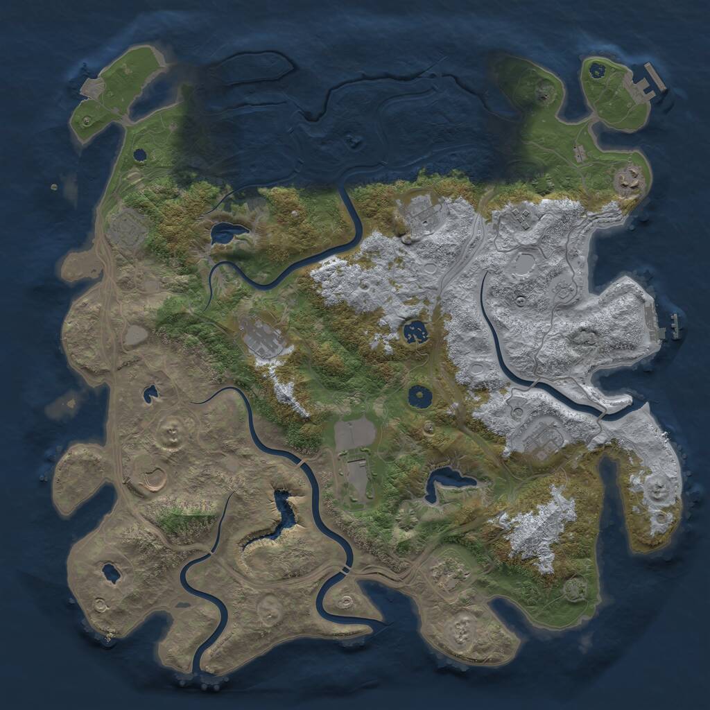 Rust Map: Procedural Map, Size: 4500, Seed: 1650840721, 16 Monuments