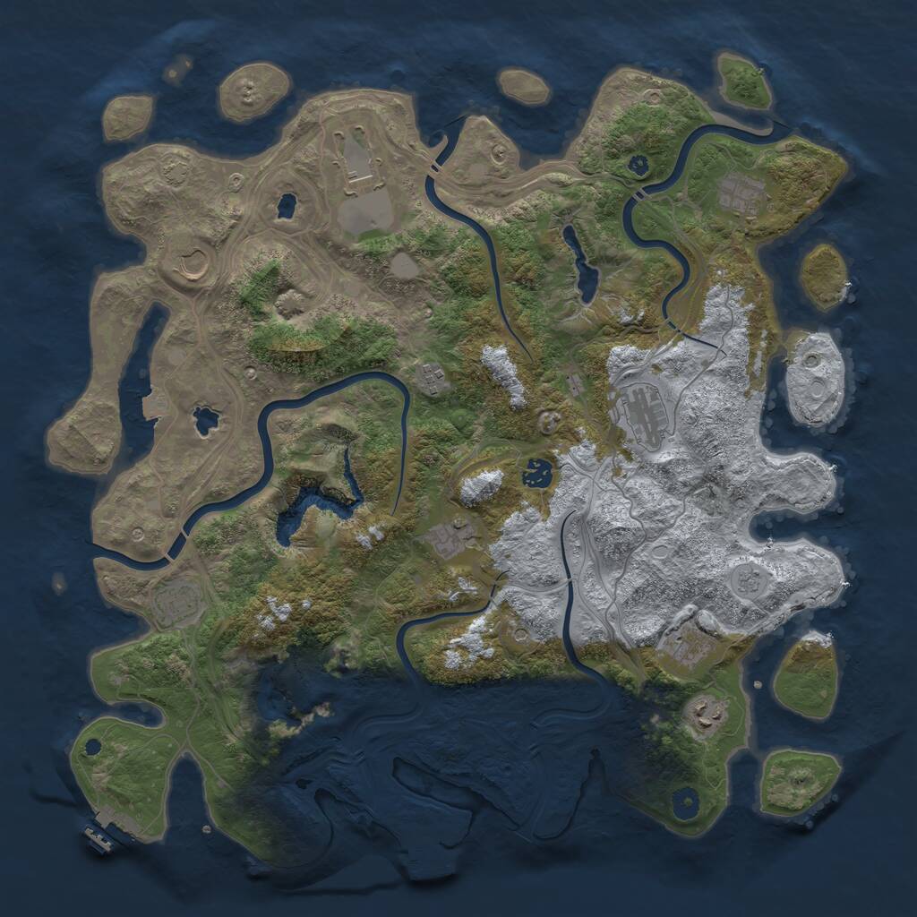 Rust Map: Procedural Map, Size: 4500, Seed: 199921605, 16 Monuments