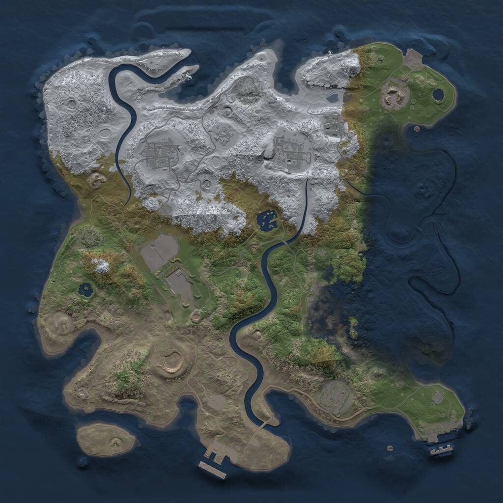 Rust Map: Procedural Map, Size: 3500, Seed: 2000233543, 15 Monuments