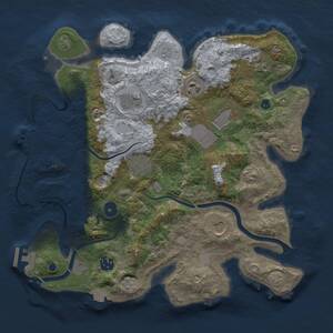 Thumbnail Rust Map: Procedural Map, Size: 3500, Seed: 1362873838, 14 Monuments