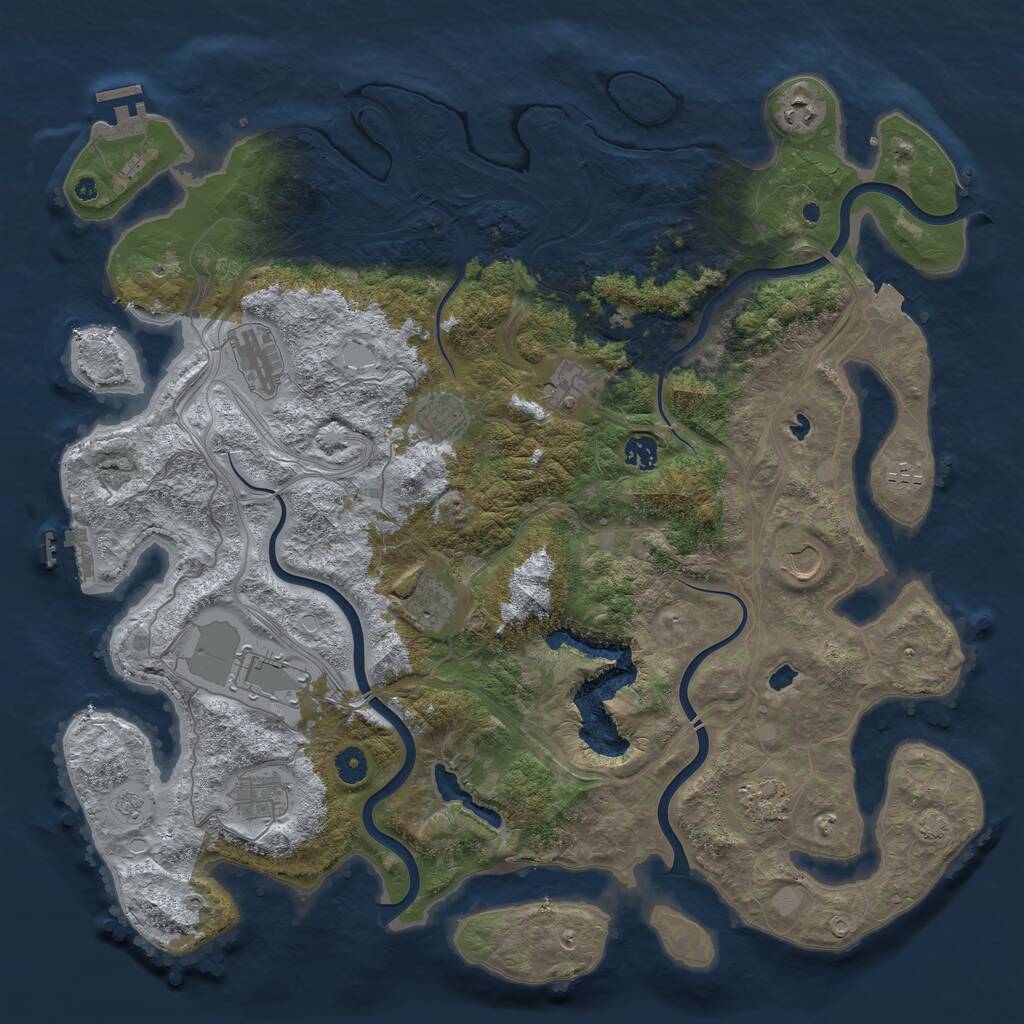 Rust Map: Procedural Map, Size: 4500, Seed: 1442890237, 17 Monuments