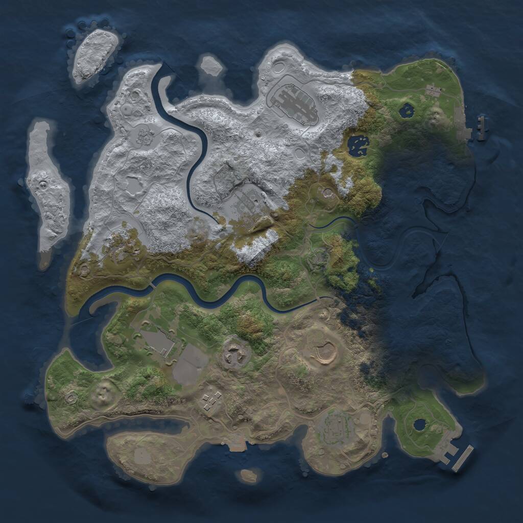 Rust Map: Procedural Map, Size: 3500, Seed: 2477, 15 Monuments