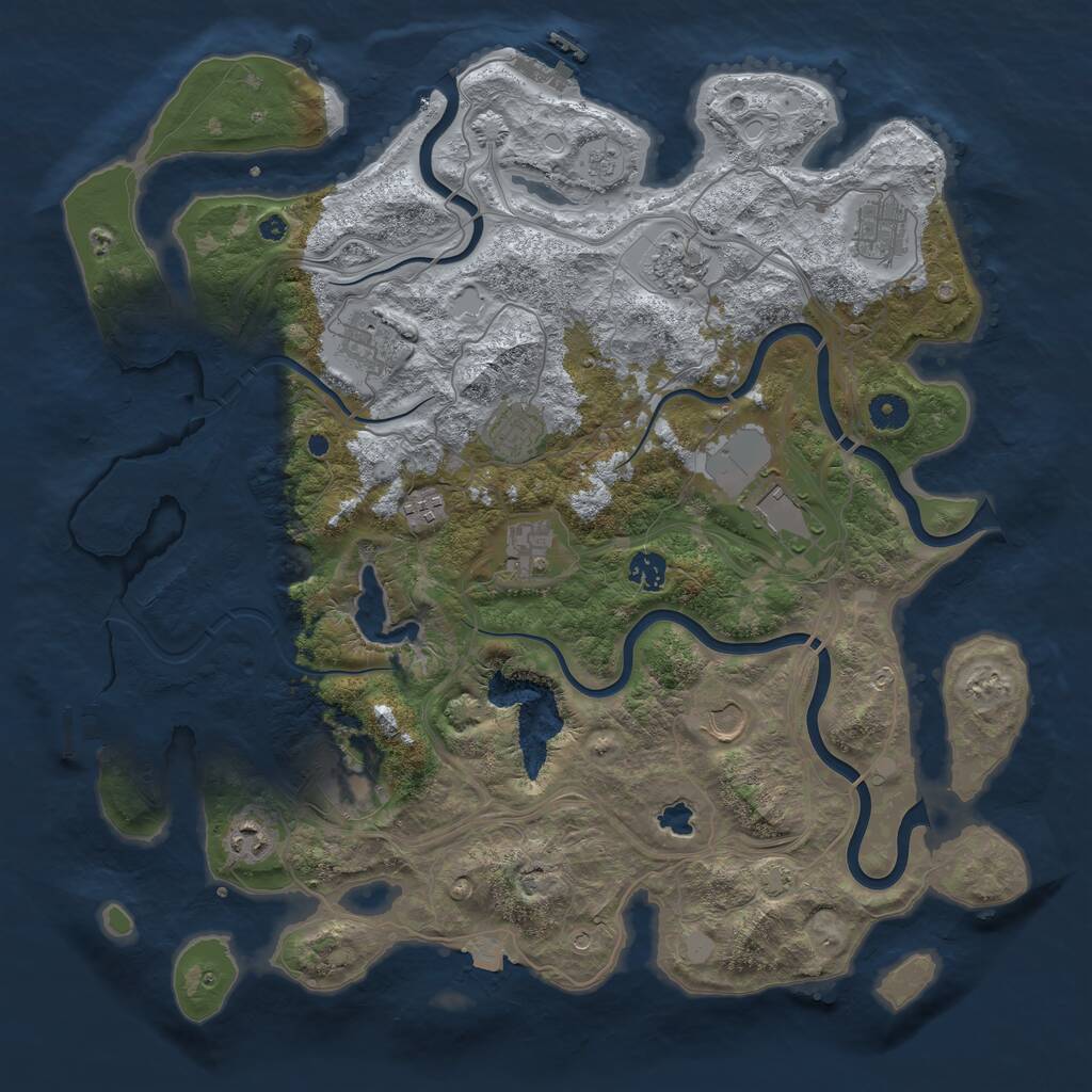 Rust Map: Procedural Map, Size: 4250, Seed: 384622200, 17 Monuments