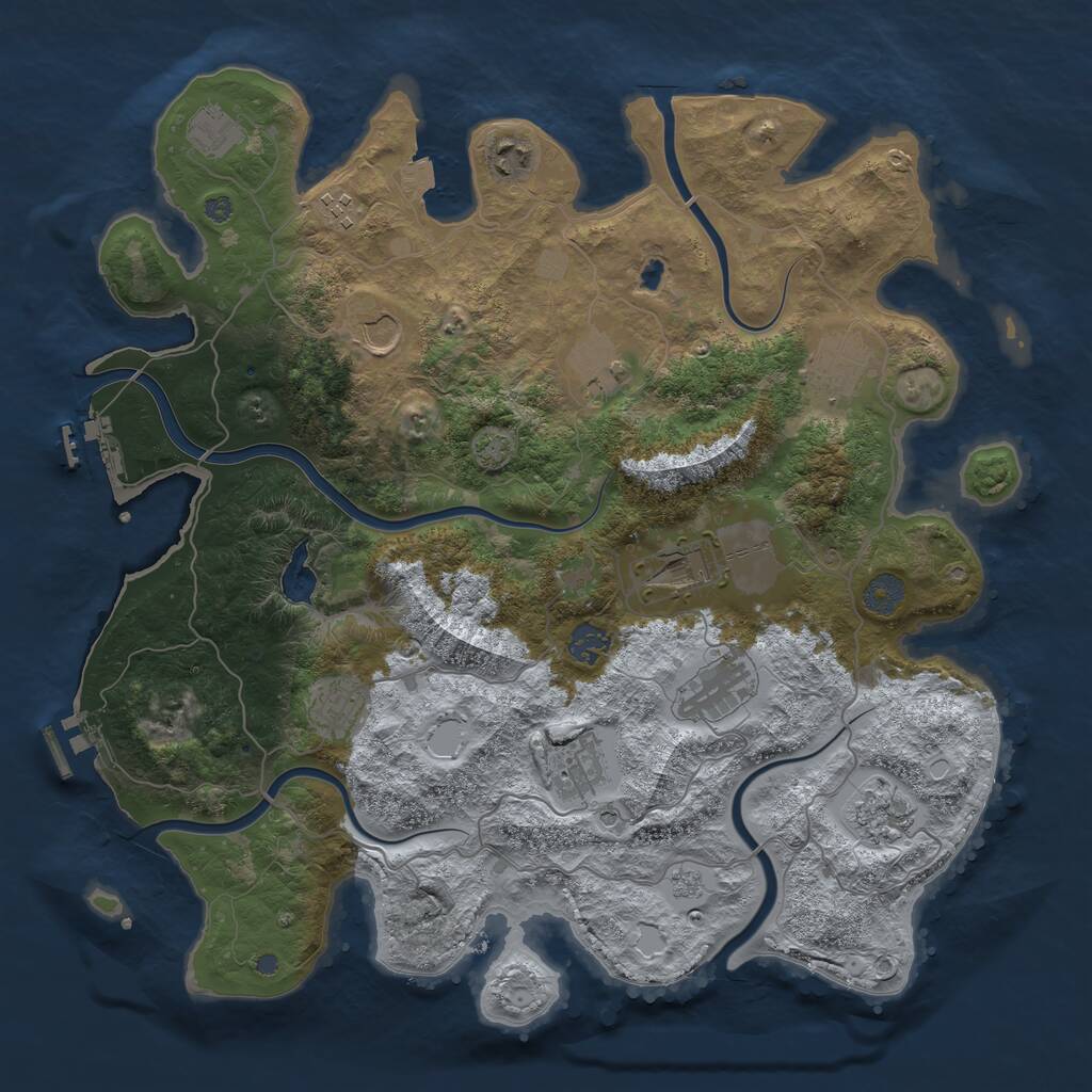Rust Map: Procedural Map, Size: 4001, Seed: 50000, 19 Monuments
