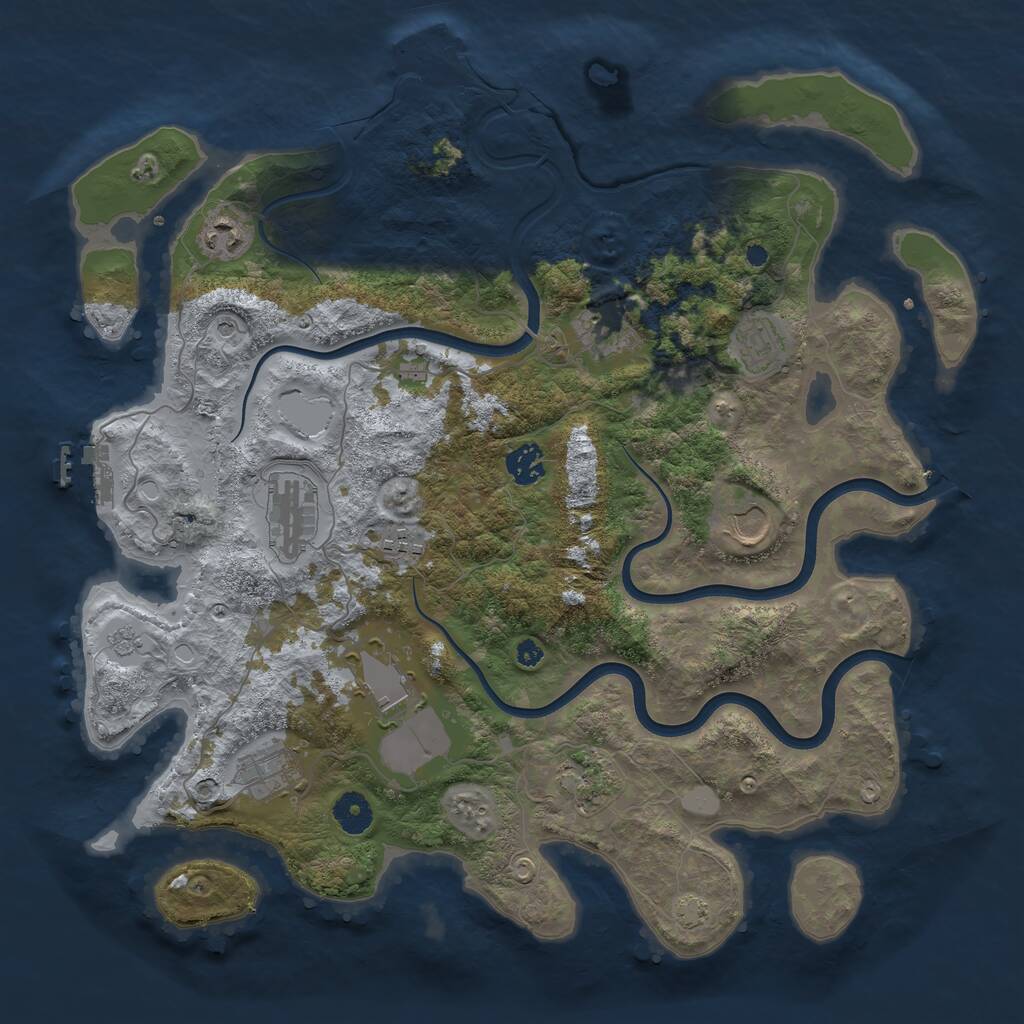 Rust Map: Procedural Map, Size: 3900, Seed: 2115261644, 16 Monuments