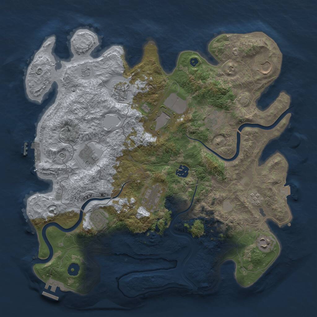 Rust Map: Procedural Map, Size: 3800, Seed: 72226, 16 Monuments