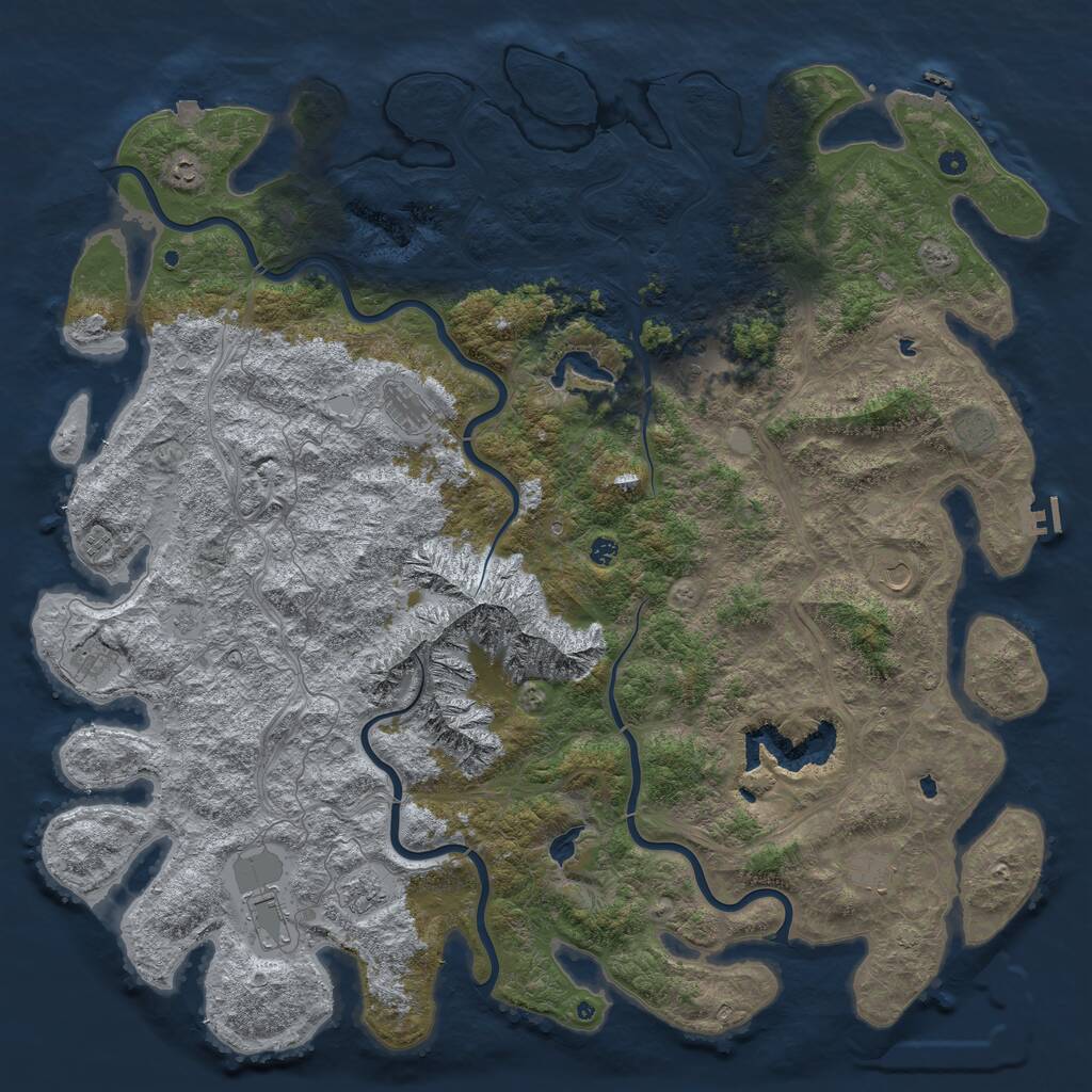Rust Map: Procedural Map, Size: 6000, Seed: 1029479761, 17 Monuments