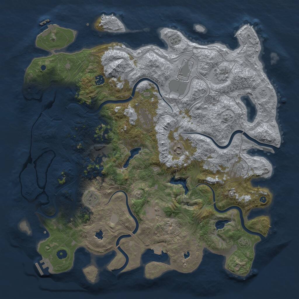 Rust Map: Procedural Map, Size: 4500, Seed: 762121637, 16 Monuments