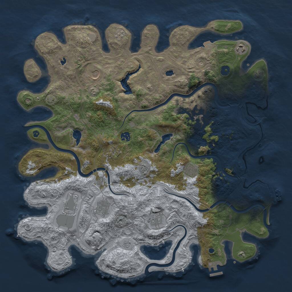 Rust Map: Procedural Map, Size: 4500, Seed: 327082995, 16 Monuments