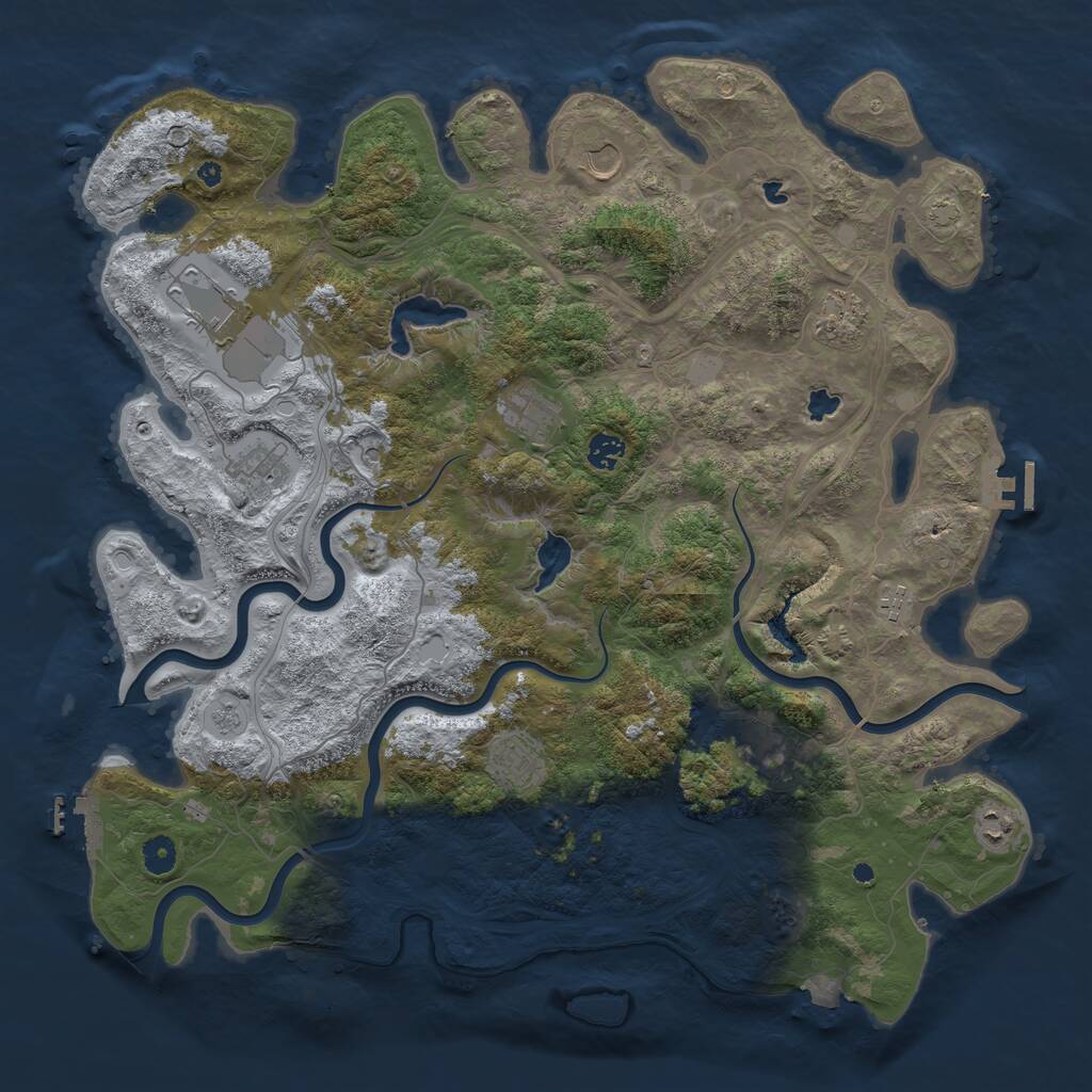 Rust Map: Procedural Map, Size: 4500, Seed: 855272257, 16 Monuments