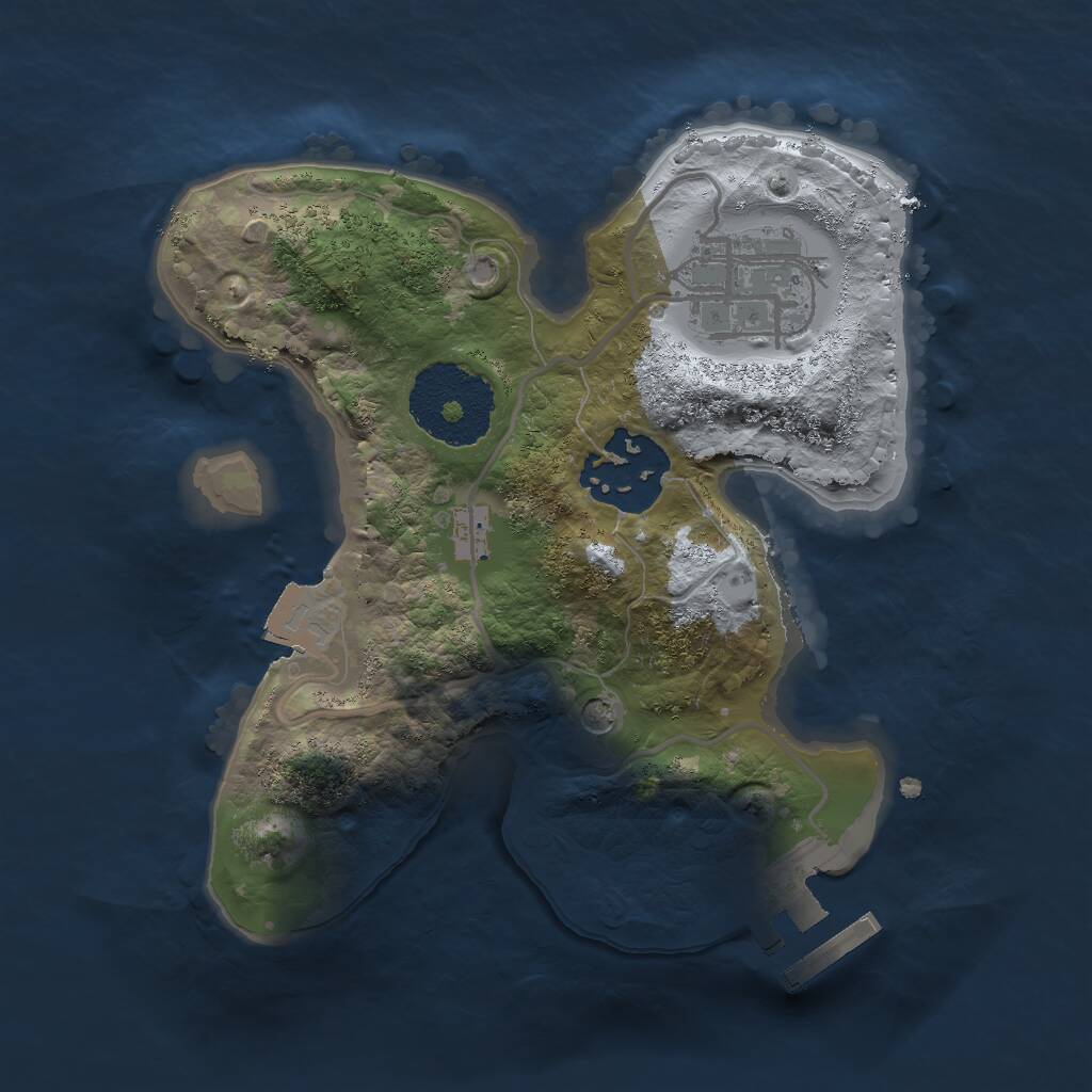 Rust Map: Procedural Map, Size: 2000, Seed: 5252245, 5 Monuments