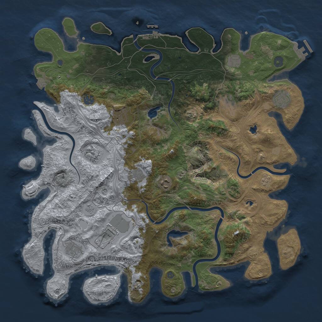 Rust Map: Procedural Map, Size: 4500, Seed: 443177249, 18 Monuments