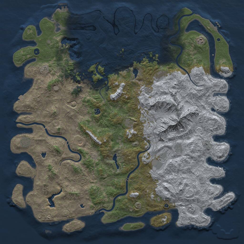 Rust Map: Procedural Map, Size: 6000, Seed: 257930034, 17 Monuments