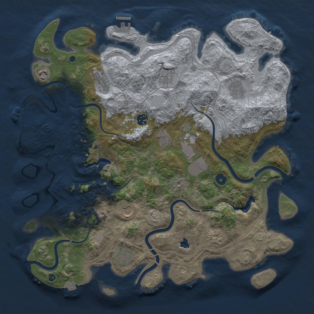 Rust Map: Procedural Map, Size: 4250, Seed: 834933153, 17 Monuments