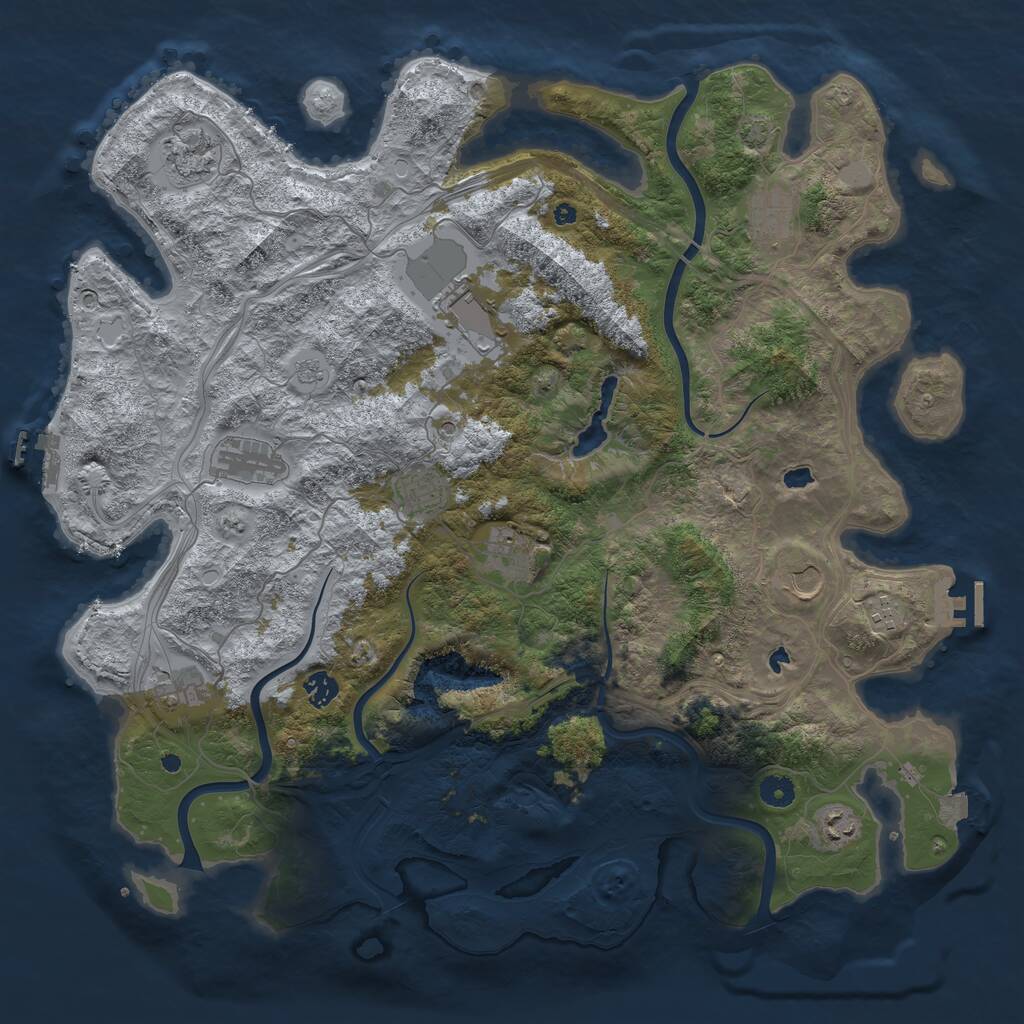Rust Map: Procedural Map, Size: 4500, Seed: 2108581063, 17 Monuments