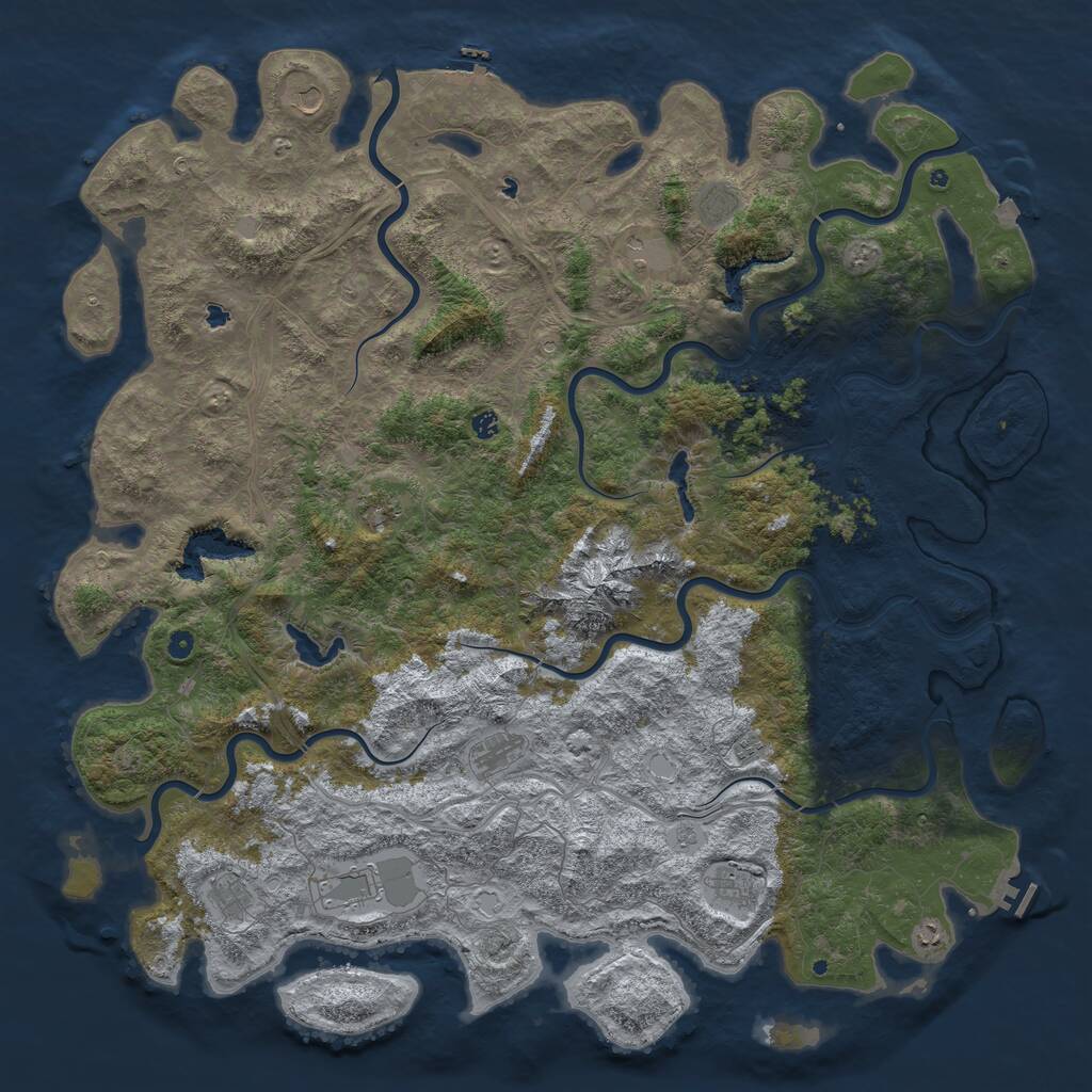 Rust Map: Procedural Map, Size: 6000, Seed: 143850434, 17 Monuments