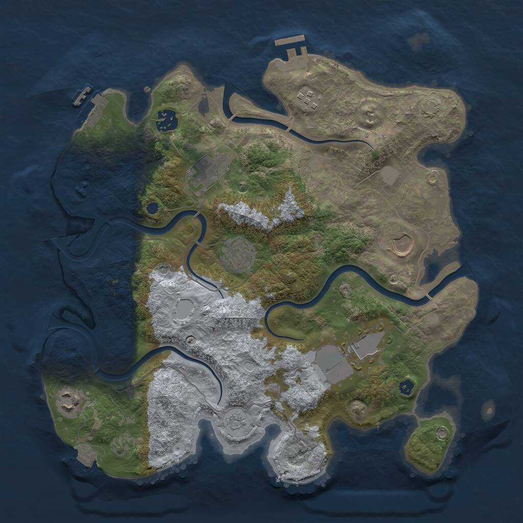 Rust Map: Procedural Map, Size: 3500, Seed: 18364496, 13 Monuments