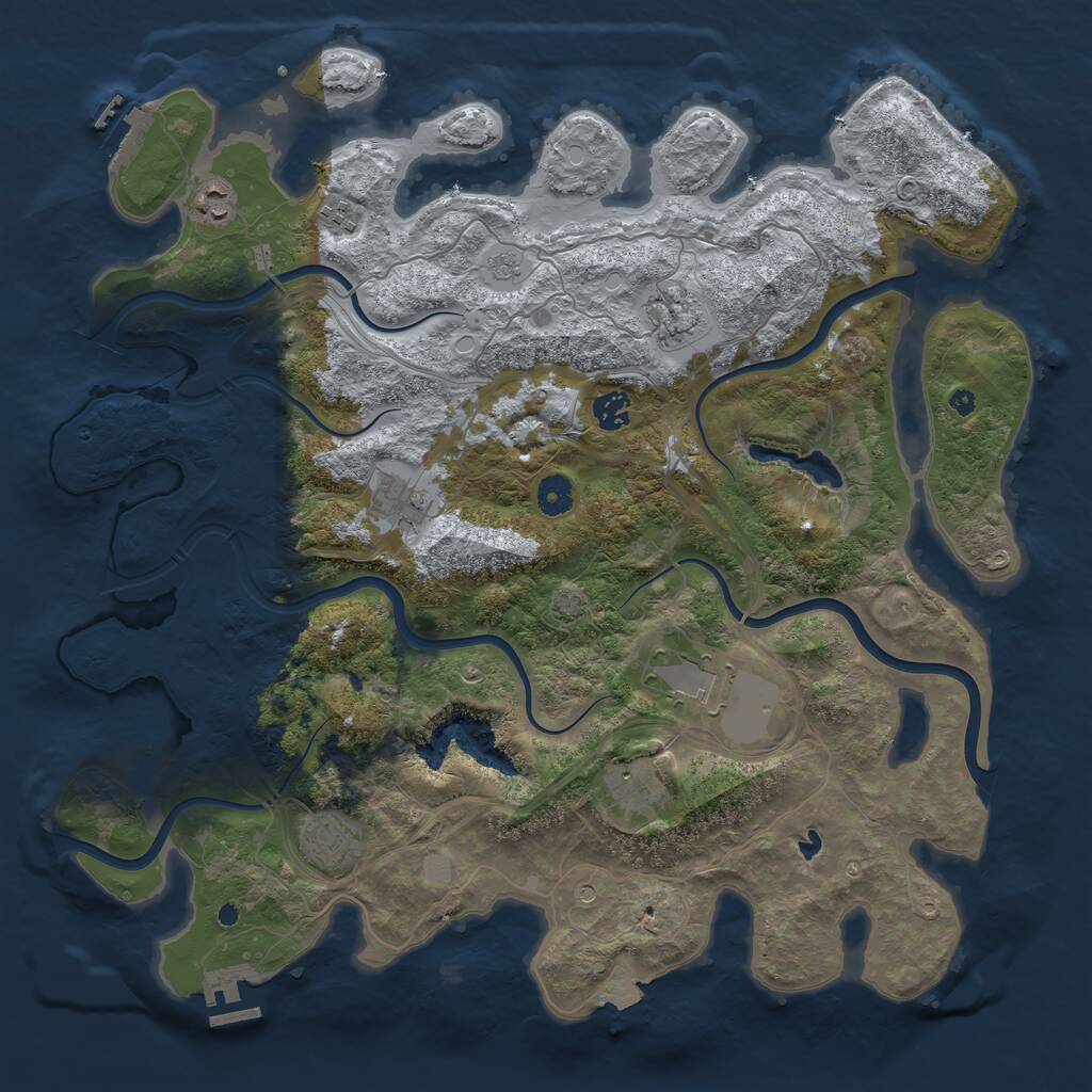 Rust Map: Procedural Map, Size: 4250, Seed: 394819996, 14 Monuments