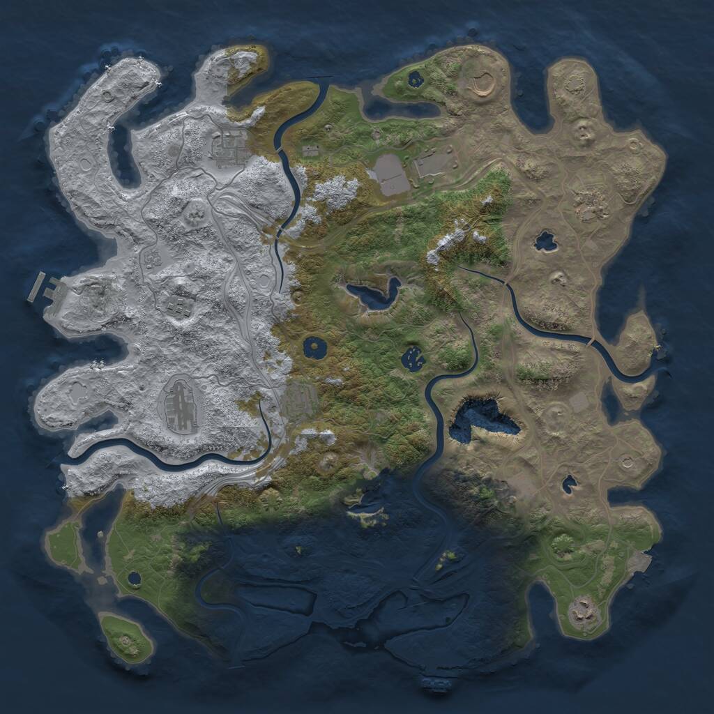 Rust Map: Procedural Map, Size: 4500, Seed: 911555872, 16 Monuments