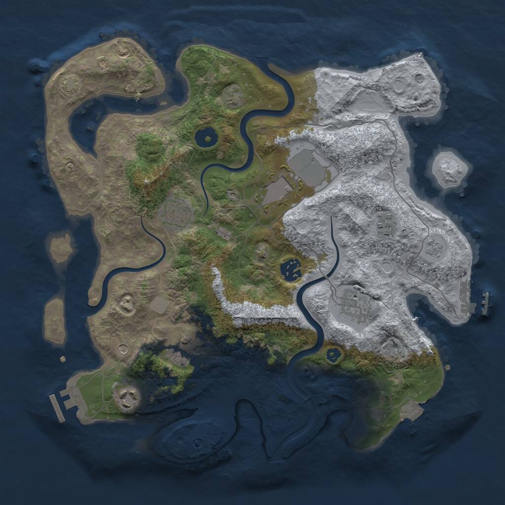 Rust Map: Procedural Map, Size: 3500, Seed: 1112542318, 13 Monuments