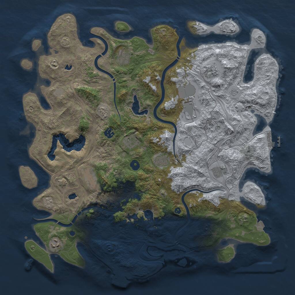 Rust Map: Procedural Map, Size: 4500, Seed: 874082303, 16 Monuments