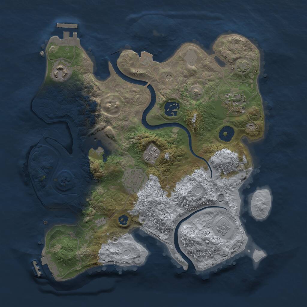 Rust Map: Procedural Map, Size: 3000, Seed: 67958, 12 Monuments
