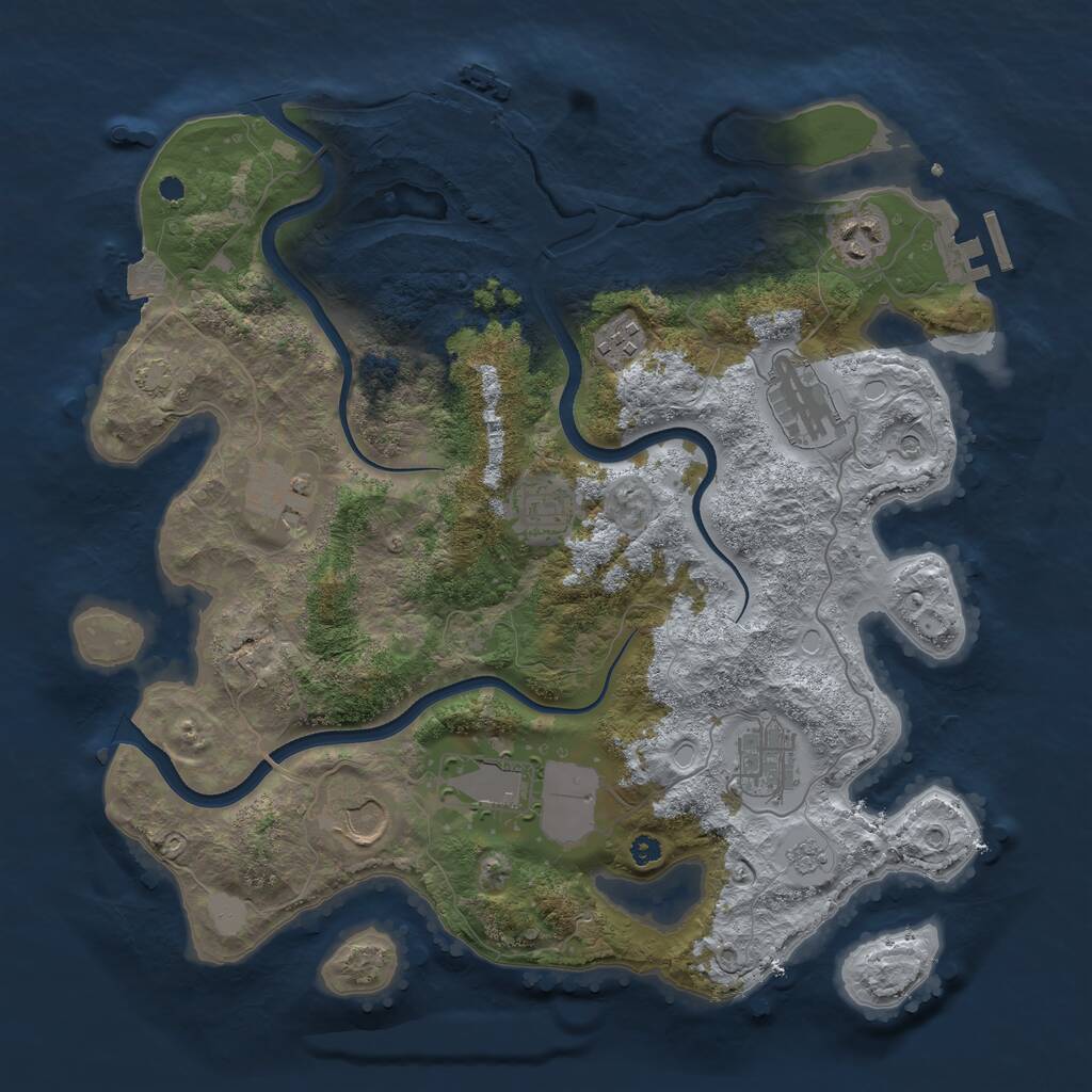 Rust Map: Procedural Map, Size: 3600, Seed: 2046322280, 14 Monuments