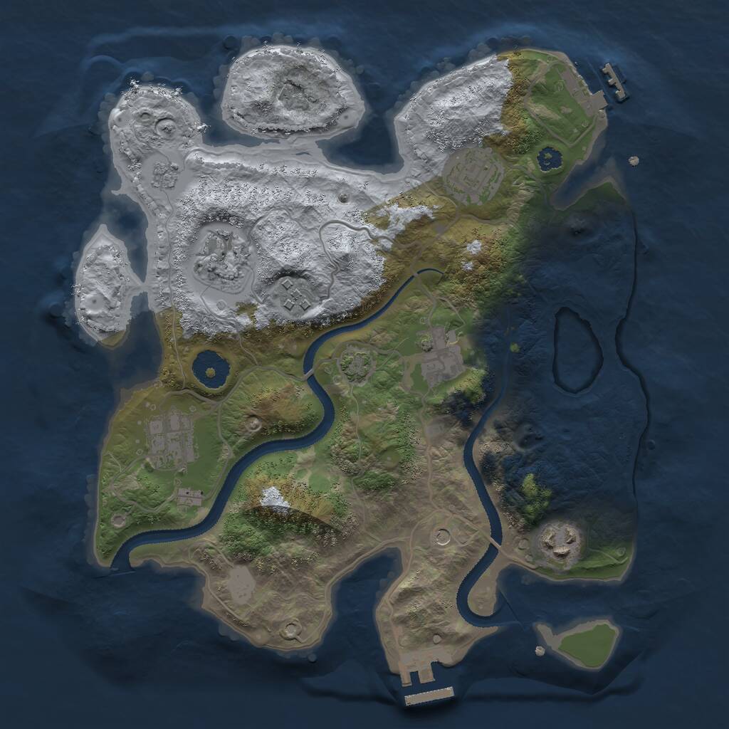 Rust Map: Procedural Map, Size: 3000, Seed: 122372294, 12 Monuments