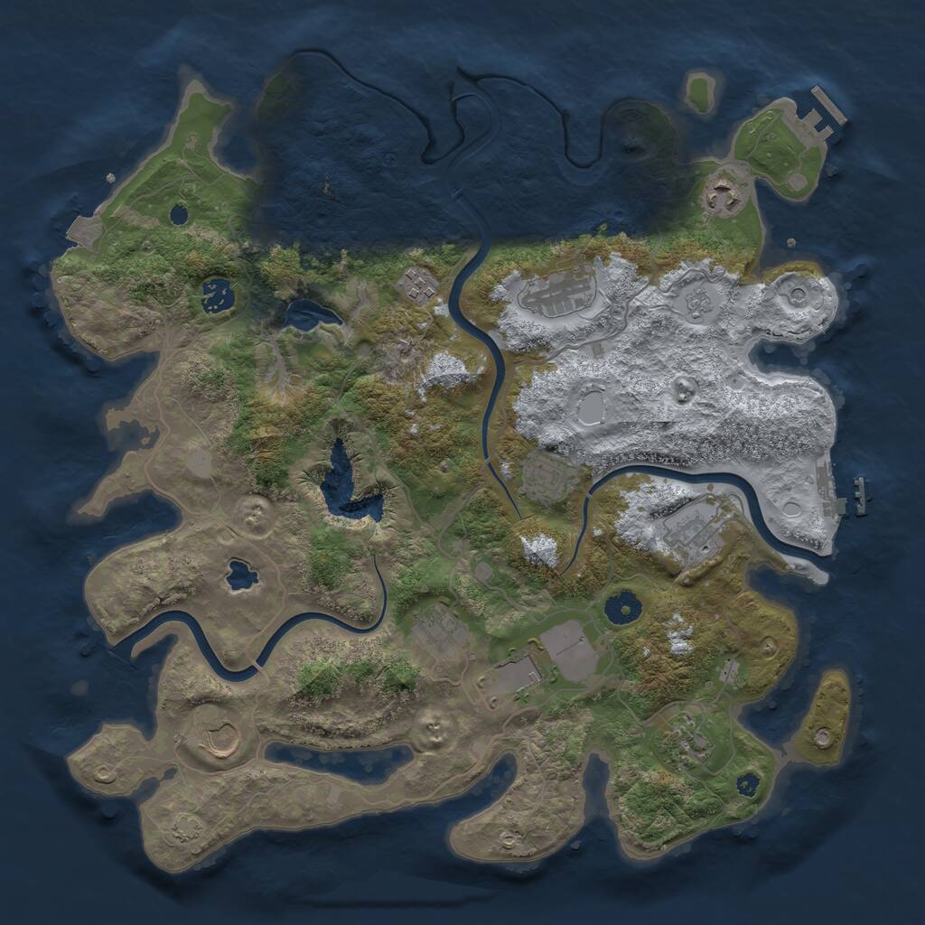 Rust Map: Procedural Map, Size: 4000, Seed: 261846, 16 Monuments