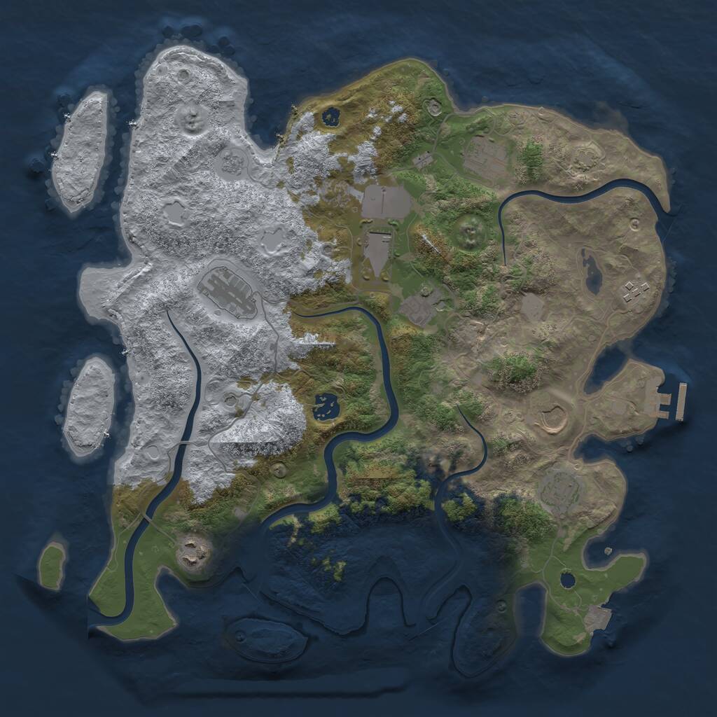 Rust Map: Procedural Map, Size: 3841, Seed: 670487066, 14 Monuments