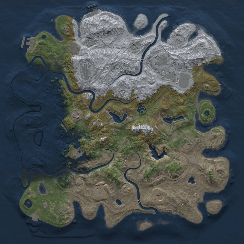 Rust Map: Procedural Map, Size: 4500, Seed: 703881750, 17 Monuments