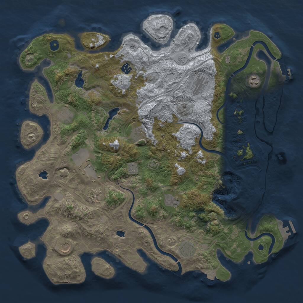 Rust Map: Procedural Map, Size: 4500, Seed: 460631143, 17 Monuments