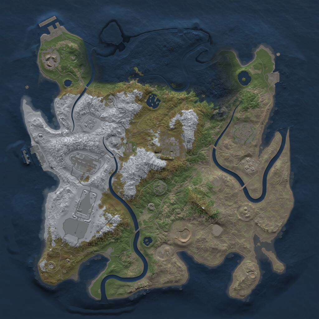 Rust Map: Procedural Map, Size: 3500, Seed: 1641843217, 14 Monuments