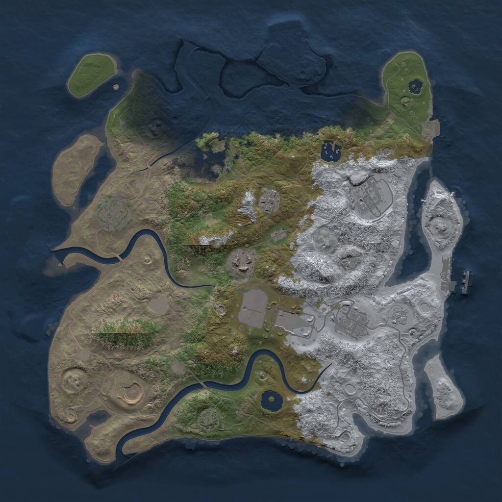 Rust Map: Procedural Map, Size: 3500, Seed: 1612286231, 15 Monuments