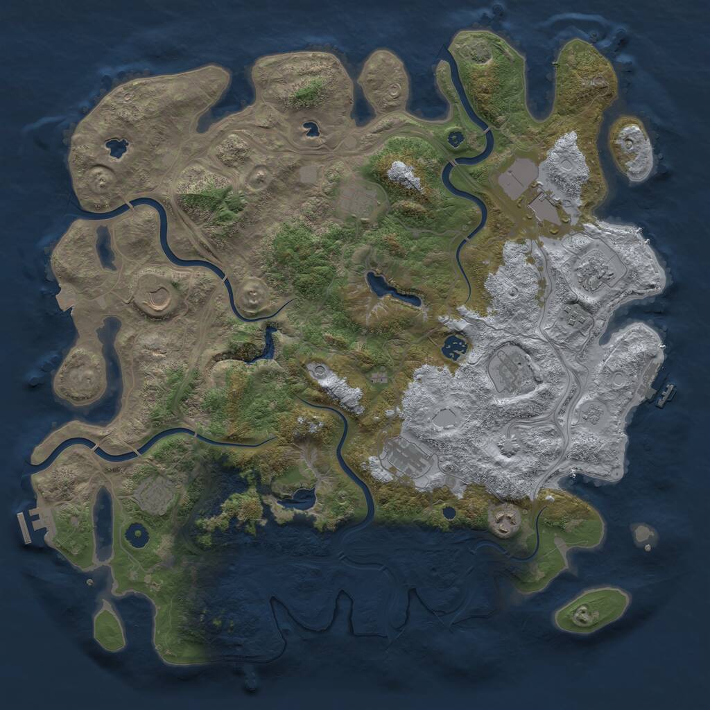 Rust Map: Procedural Map, Size: 4500, Seed: 1185165352, 16 Monuments