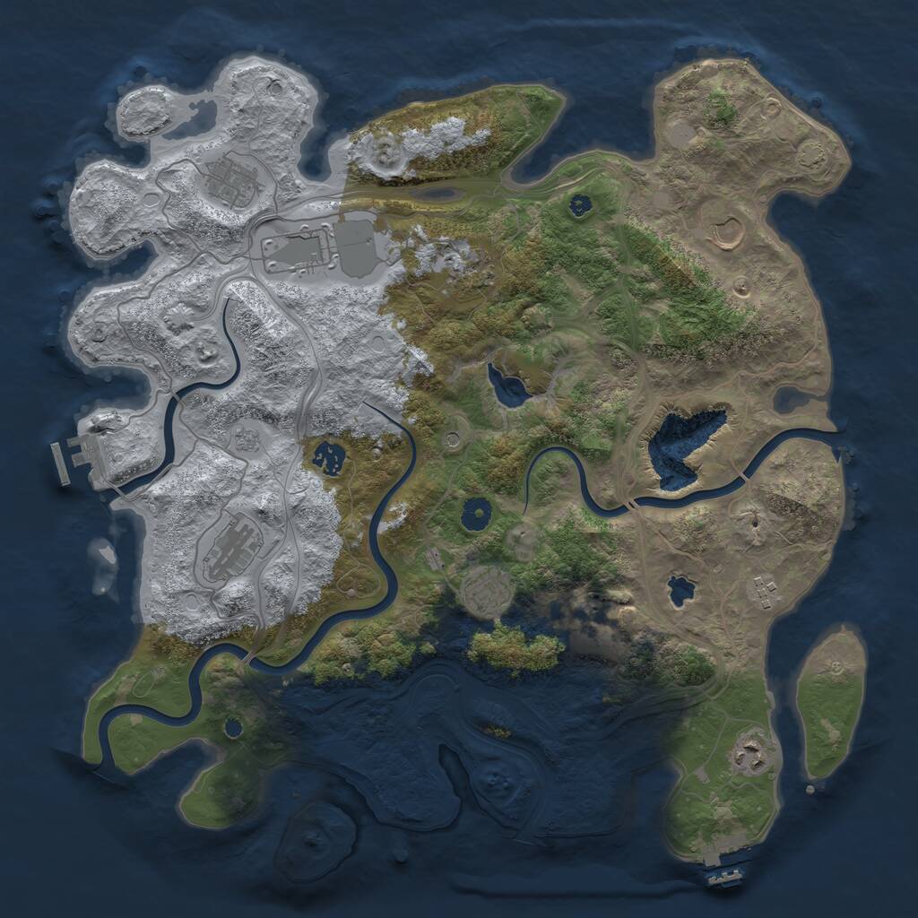 Rust Map: Procedural Map, Size: 4250, Seed: 860684098, 16 Monuments