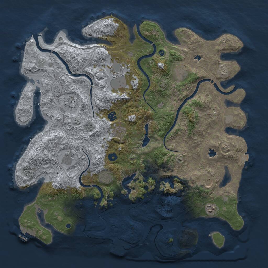 Rust Map: Procedural Map, Size: 4500, Seed: 1801907158, 16 Monuments