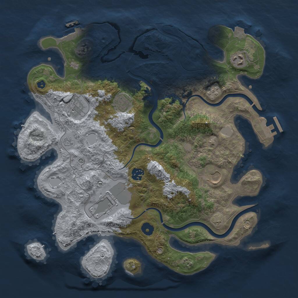 Rust Map: Procedural Map, Size: 3600, Seed: 676, 13 Monuments